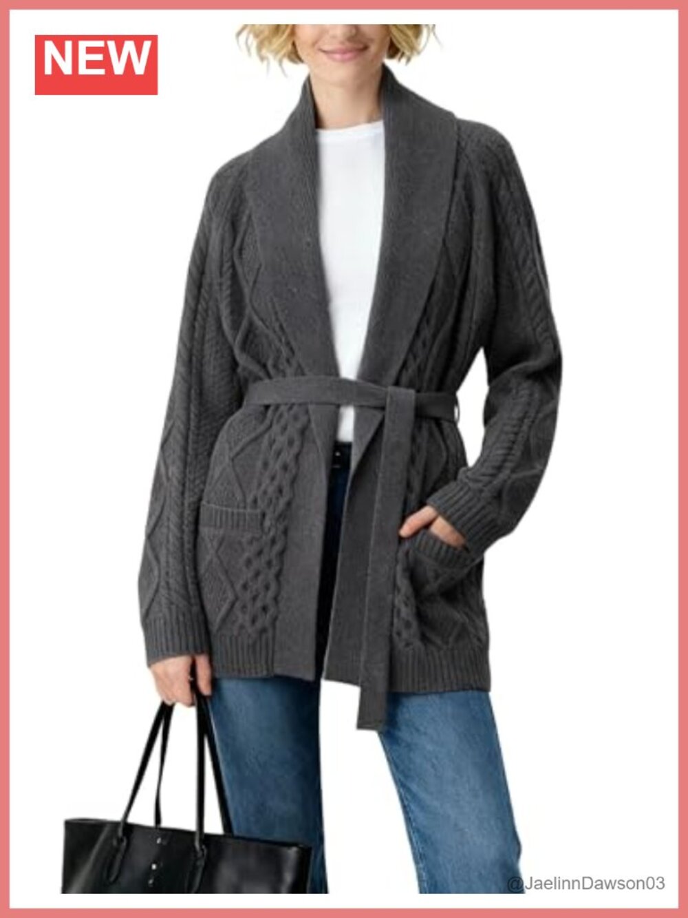 Womens Cable Knit Open Front Cardigan Long Sleeve Sweater